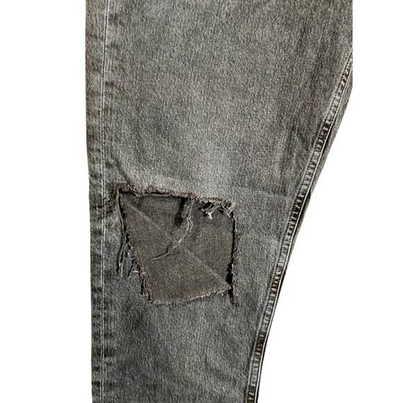 NWT AGOLDE Riley High Rise Crop Jeans Size 29 – Washed Black Distressed Raw Hem - Picture 6 of 11
